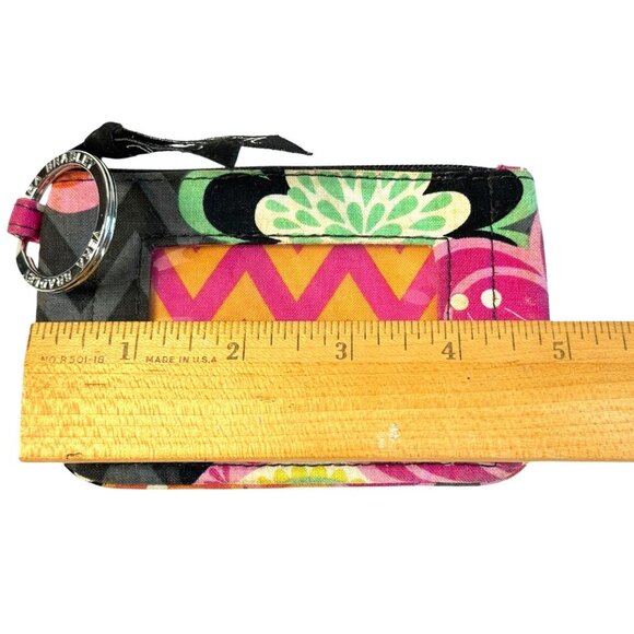 Vera Bradley Ziggy Zinnia Soft Zip ID Case Coin Change Purse Key Ring Wallet - Picture 6 of 7